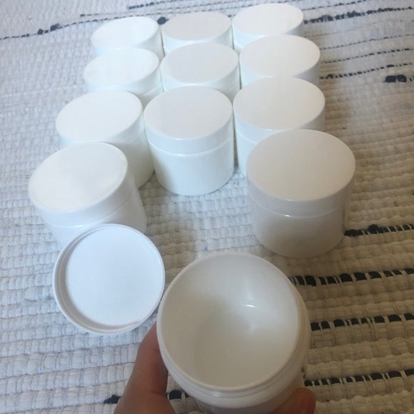 Set of 6 Travel 2oz White Double Wall Jars w Caps - Picture 7 of 8
